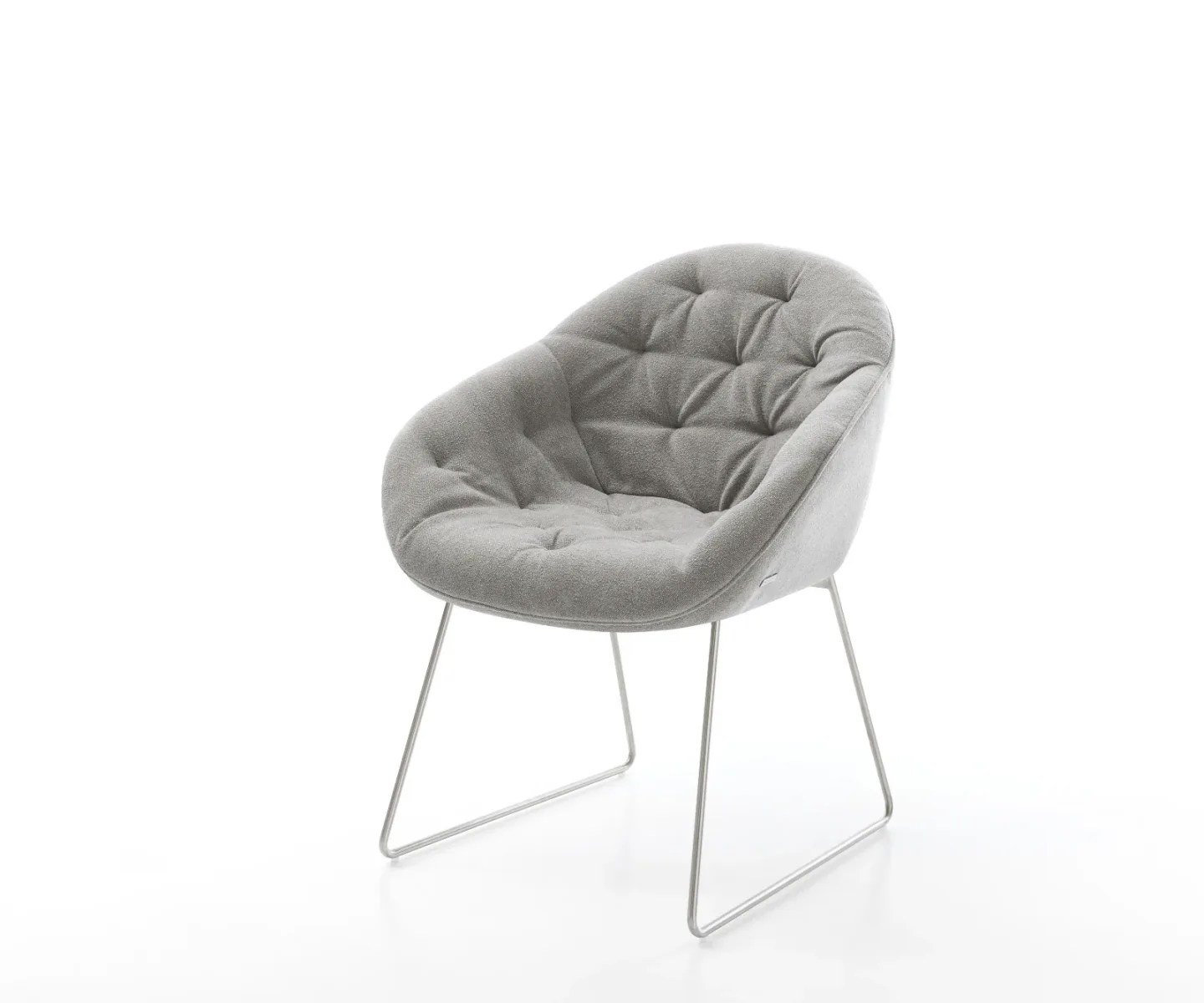 Esszimmerstuhl Gaio-Flex Strukturstoff Soft Grau Kufengestell Edelstahl