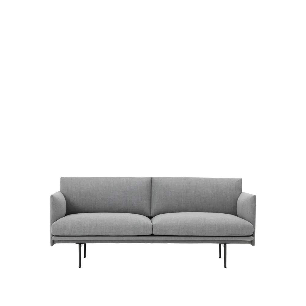 Muuto Outline soffa 2-sits Fiord 151 grey-Black