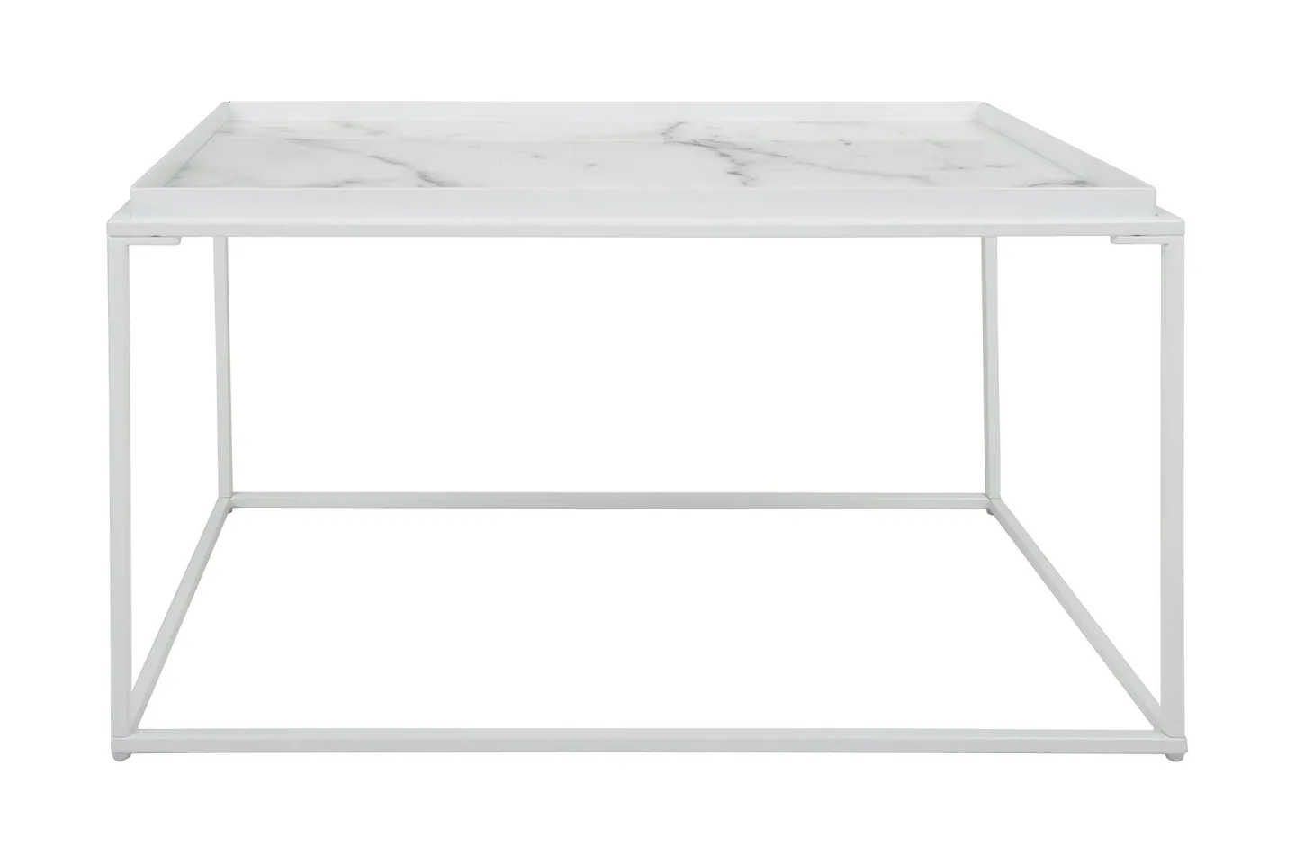 Burwick Soffbord 80 cm Marmormönster Rektangulär - Vit