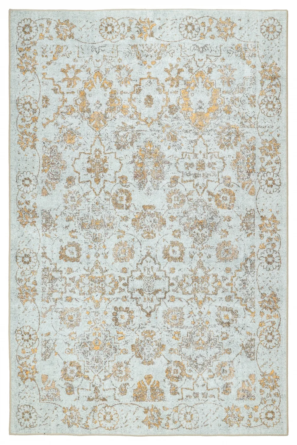 Flatvevd teppe - Fernana (hvit/gull) (Størrelse: 230 x 340 cm)