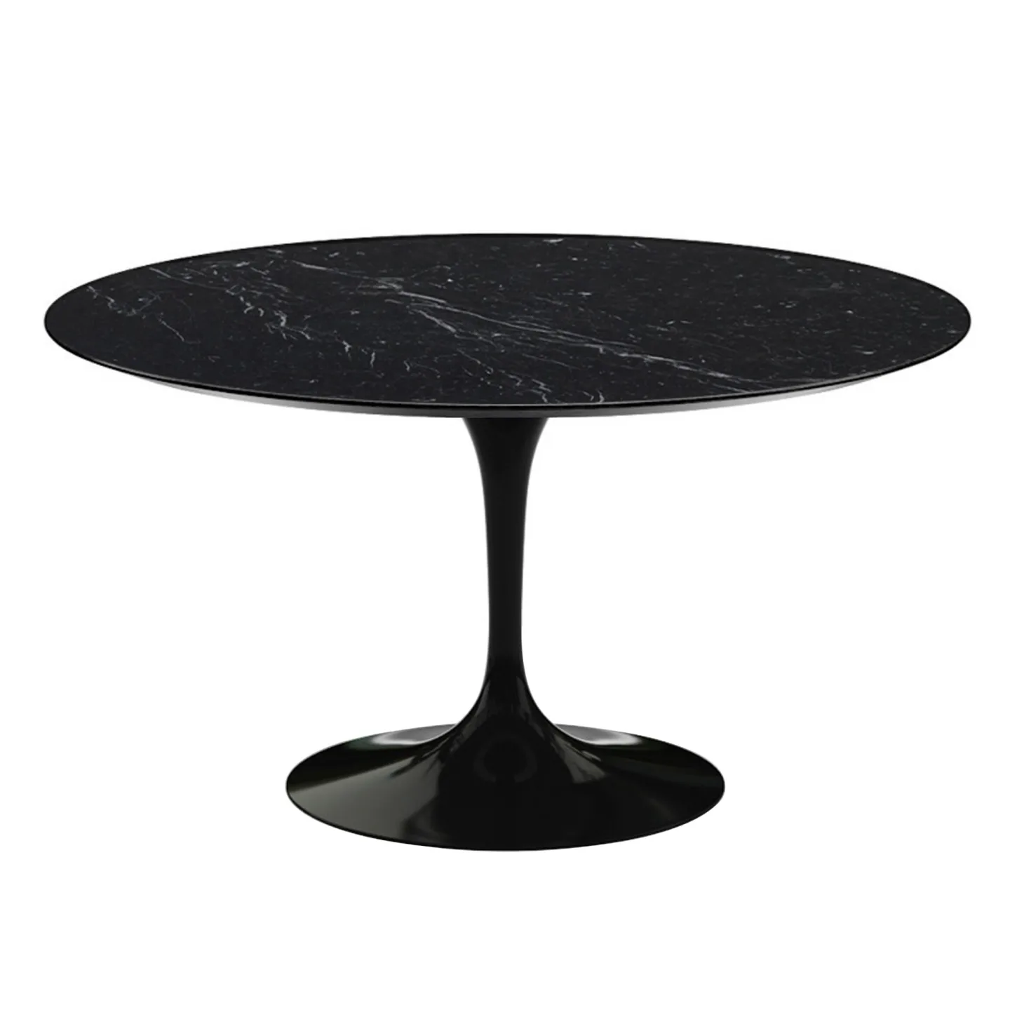Knoll - Saarinen Round Table - Matbord, Ø 137 cm, Svart underrede, skiva i matt svart Marquina marmor - Matbord - Eero Saarinen - Svart - Metall/Sten