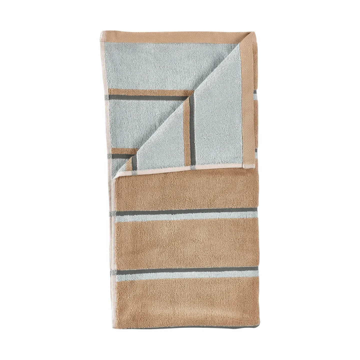 Zone Denmark Sauna Handtuch Camel-ice blue-olive green, 70x140 cm