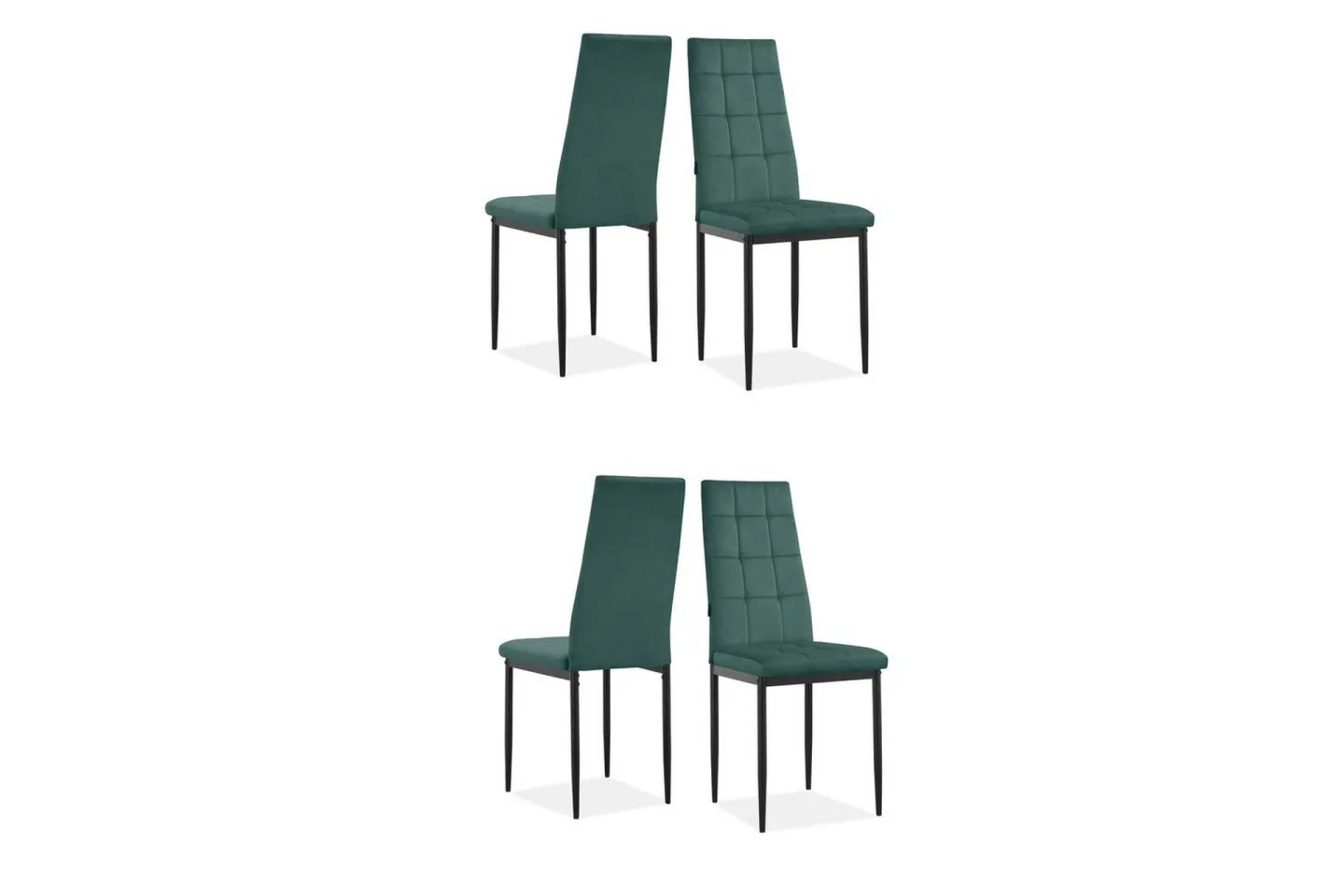 Matstol Becca set om 4 Sammet/metall, Mörkgrön - Sammet/metall, Mörkgrön