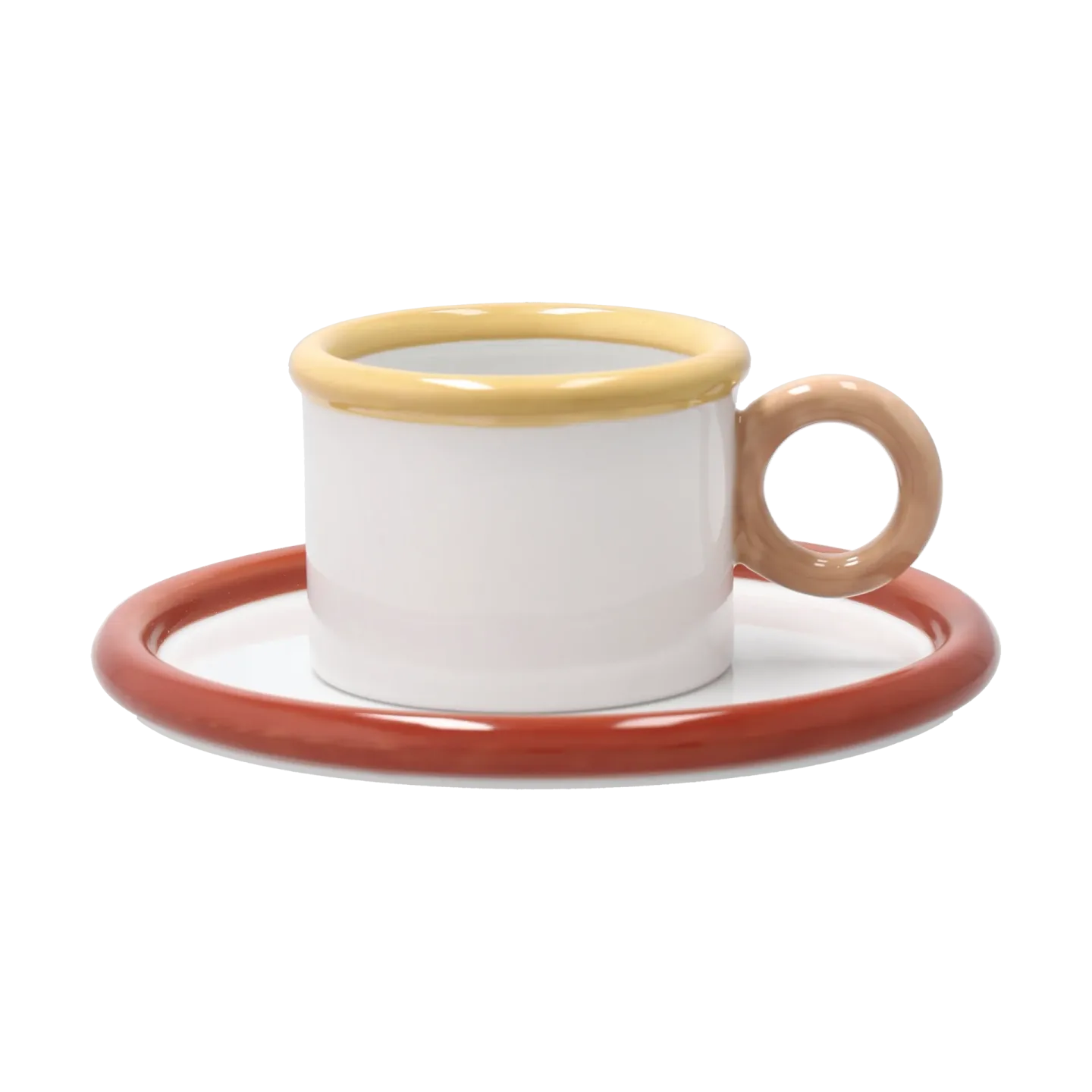 Scandi Living Chunky Tasse mit Untertasse Rot-gelb