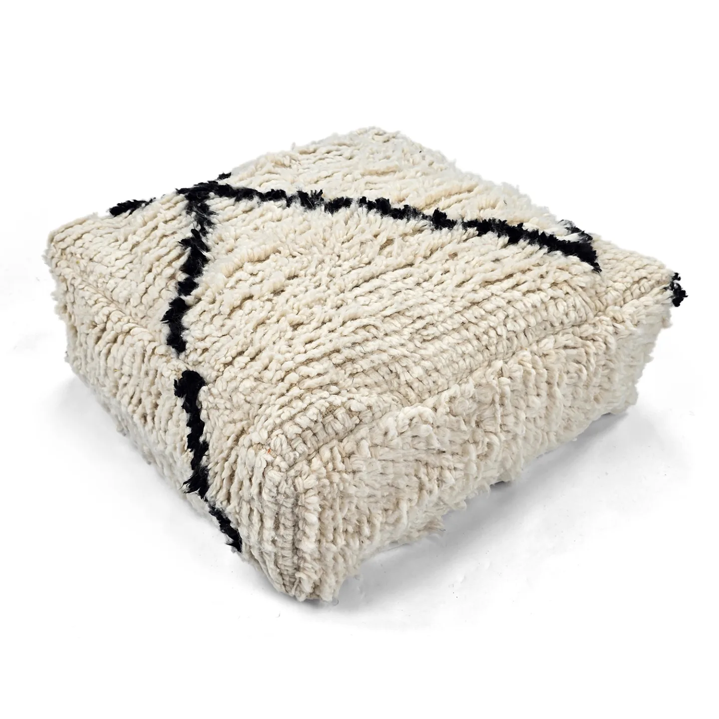 Sittepuff - Marokkansk Beni Ourain 008 (Størrelse: 60 x 60 cm)