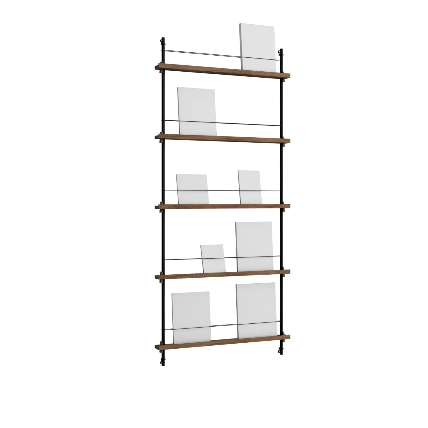 MOEBE Magazine Shelving tidningsställ Rökt ek-black, 85x180x7 cm, MS.180.1