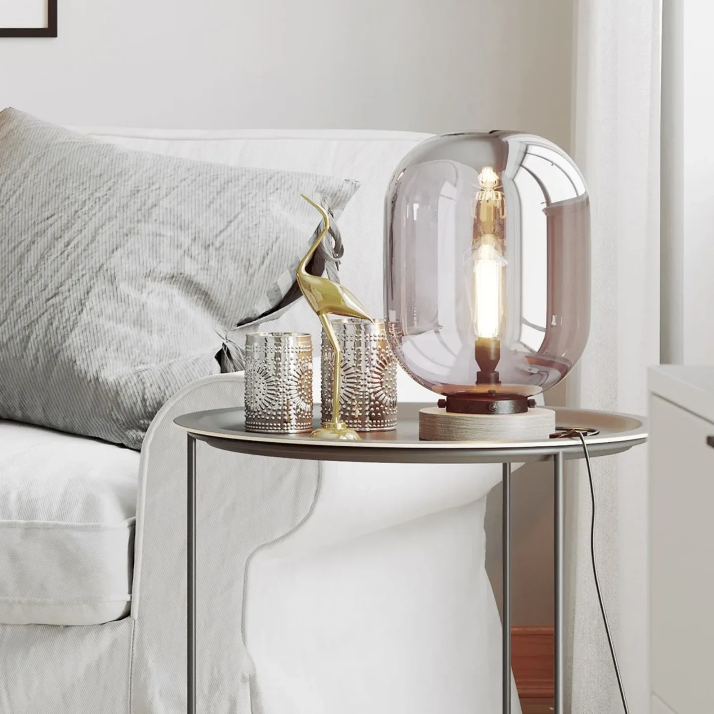 Leola Bordlampe Black/Smoke Grey - By Rydéns - Stue - Glass