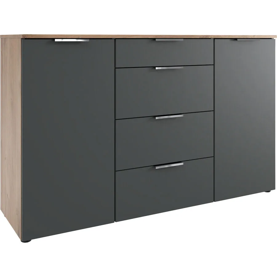 Kommode Sanko Plankeneiche/graphit Holzwerkstoff B 135 H 84 cm