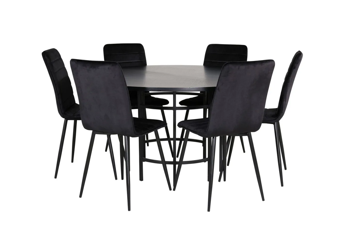 Copenhagen Matgrupp 140 cm Rund med 6 Windu Lyx stolar - Svart