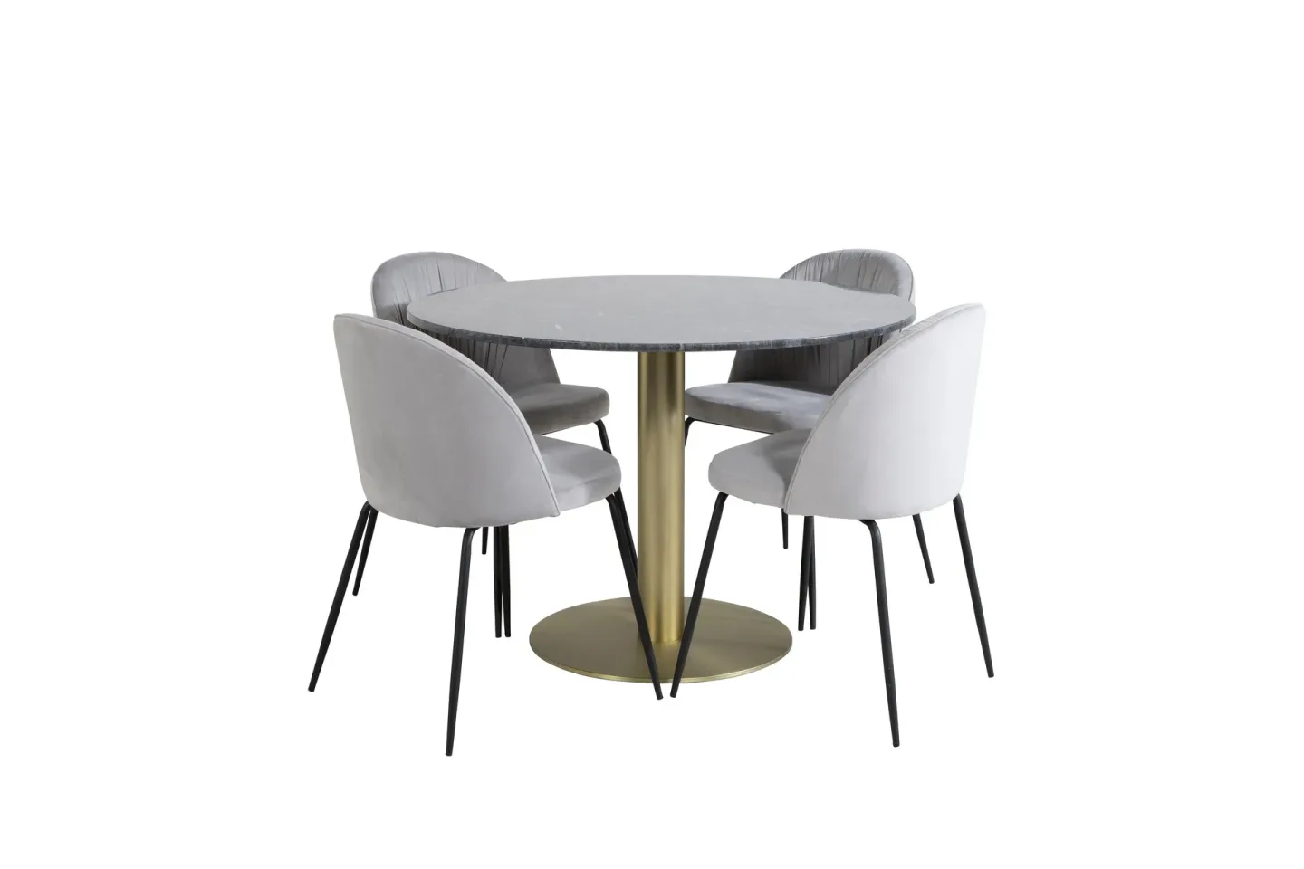 Estelle Matgrupp 106 cm Rund med 4 Wrinkles stolar - Svart/Guld
