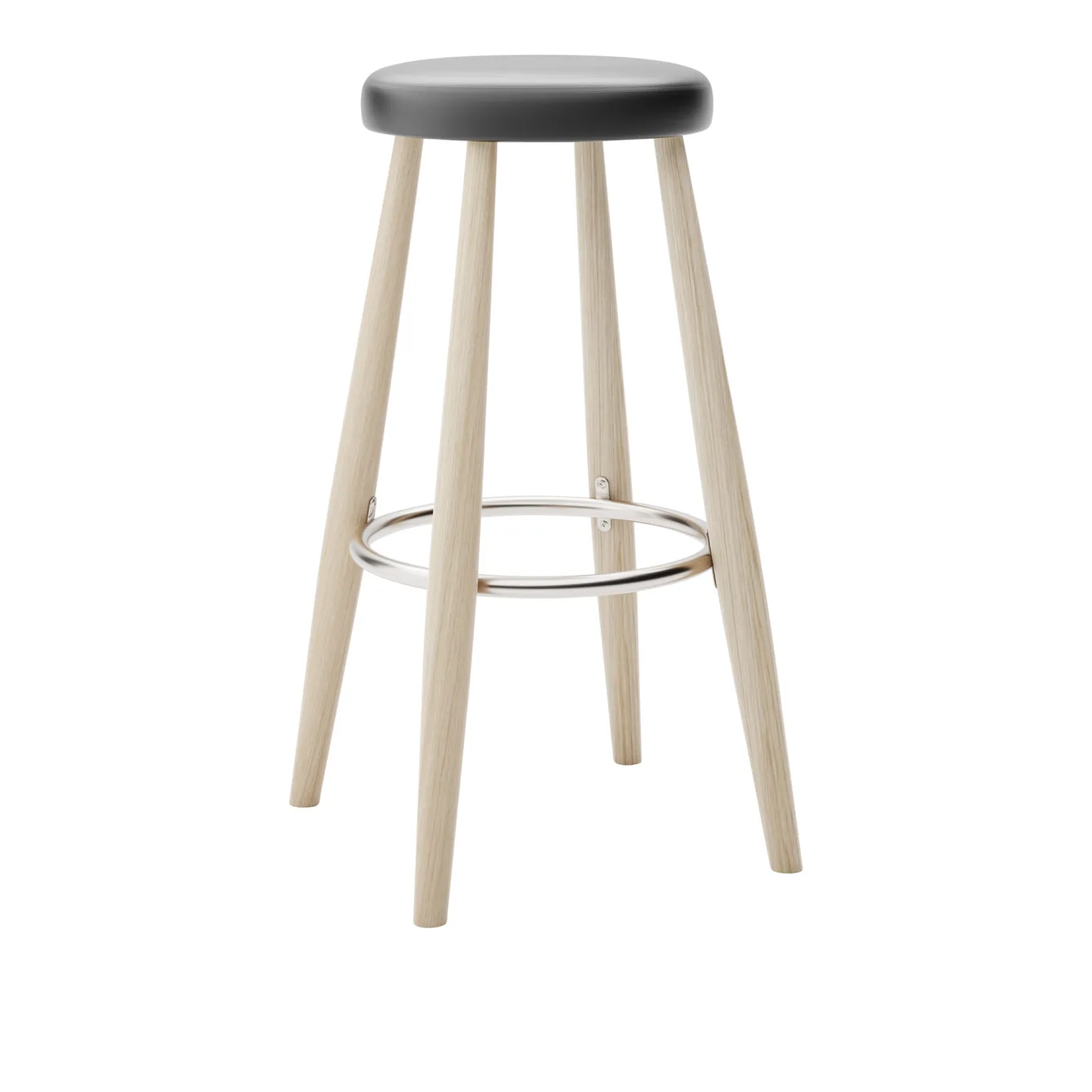 Carl Hansen - CH56 High Stool, Tvålad Ek, Lädergrupp B Thor - 301 - Barstolar - Hans J. Wegner - Träfärgad - Läder/Metall/Trä