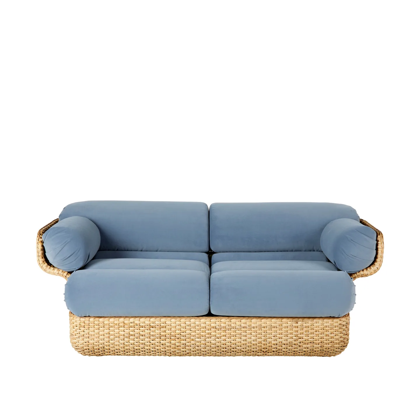 Gubi - Basket Sofa - Fully Upholstered, 2-seater Rattan Sunday 002, Dedar - Soffor - Joe Colombo - Blå