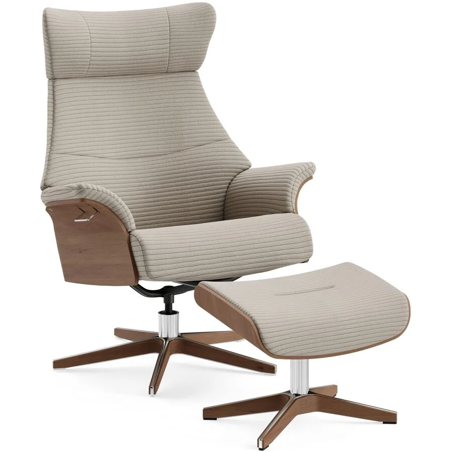 Conform Sessel Airness Taupe, Natur, Silber Stoff, Walnuss, Aluminium B 182 T 163 H 101 cm - Möbel Konfigurator: Traummöbel individuell