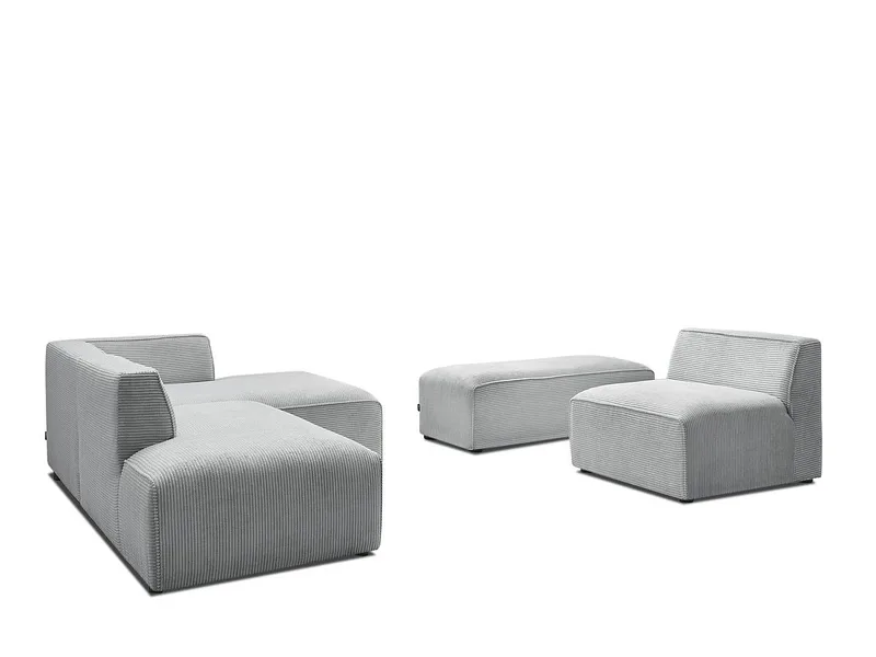 Ecksofa BOBOCHIC MEGEVE Cord-Stoff hellgrau