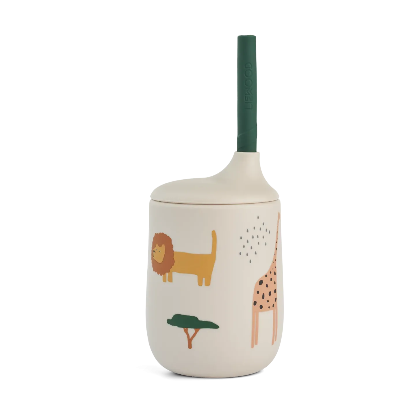 Liewood Ellis printed Sippy Cup Trinklernbecher mit Strohhalm 23 cl Safari sandy mix