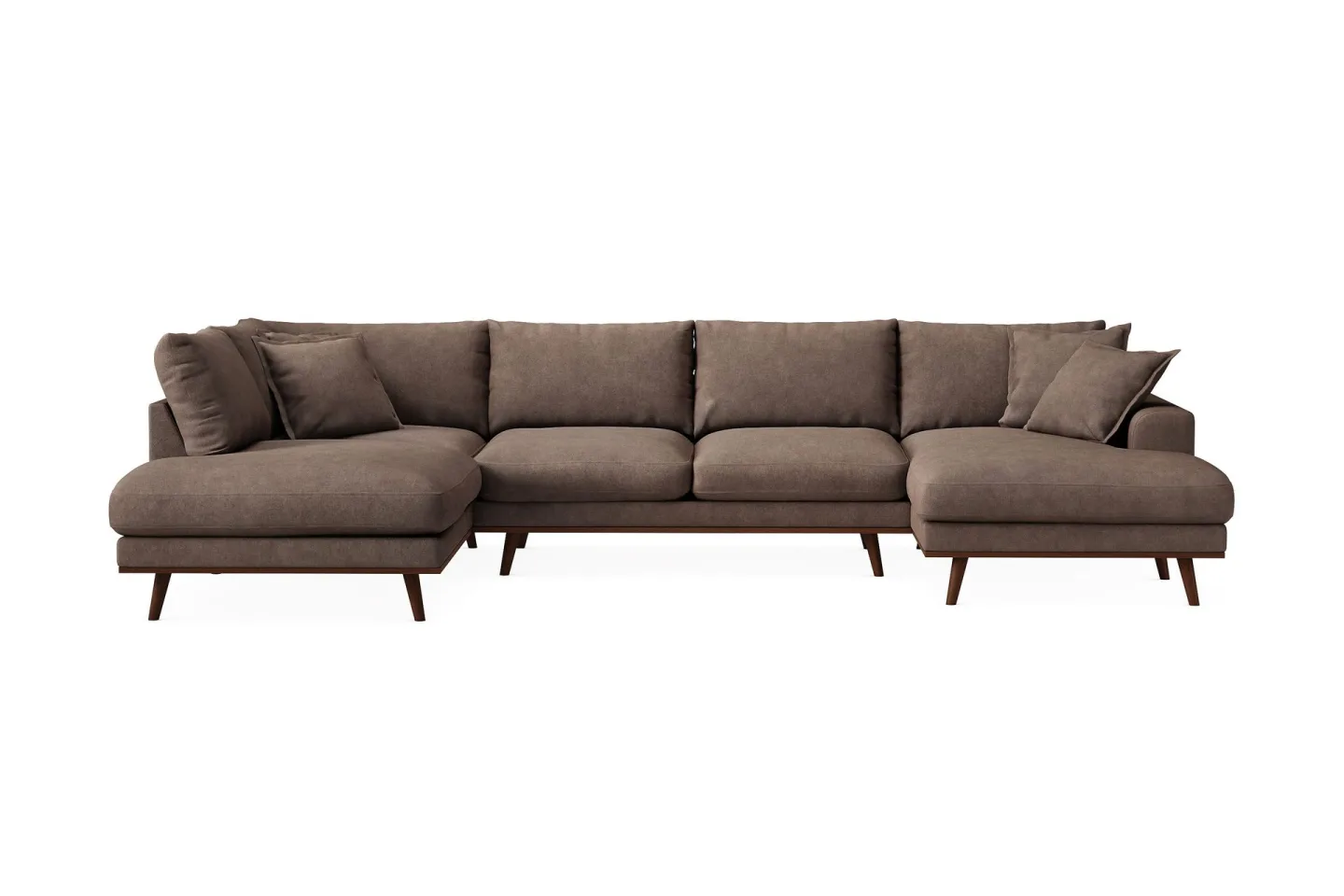 Copenhagen Premium 5-sits Vänstervänd U-formad Djup Soffa med Divan och Schäslong i Tyg - Mörkbrun