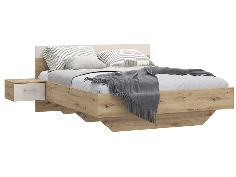 Bett mit 2 Nachttischen TANAIA 160x200cm spanplatte artisan eiche