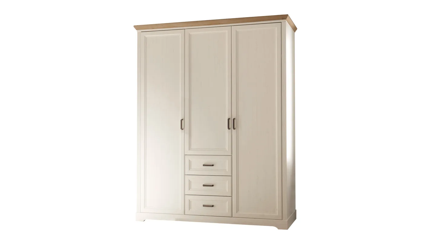 Kleiderschrank Pinie weiß - Artisan Eiche 164 cm 3-türig - JASMIN