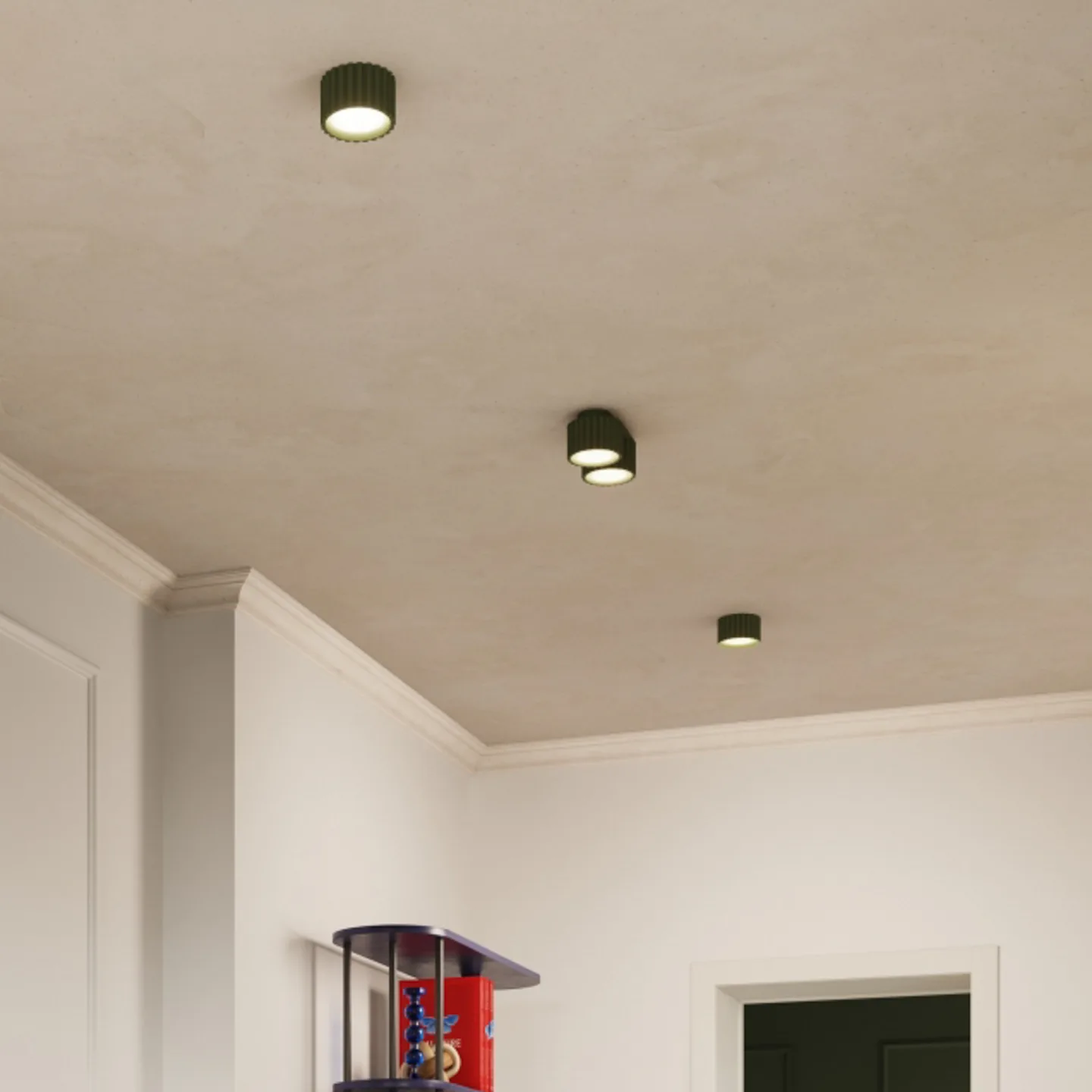 RIBLA Deckenleuchte, olivgrün, Ø 10 cm, Metall GX53 - SOLLUX SOLLUX LIGHTING - Wohnzimmer - Aluminium - Einflammig