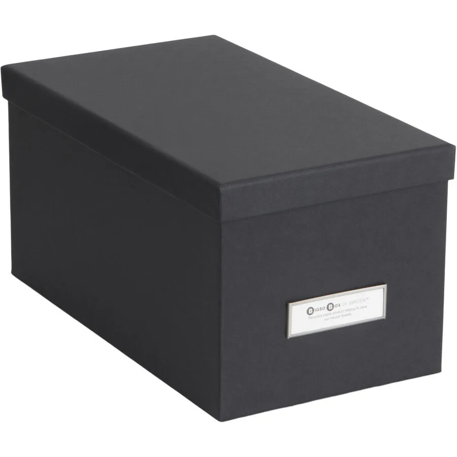 Aufbewahrungsbox Bigso Box dunkelgrau H 15 cm - Material: Papier/Metall