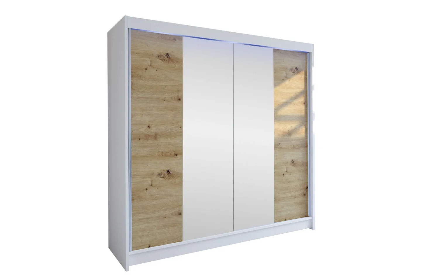 Canderbury Garderob m. Spegel 180x215 cm - Vit/Brun