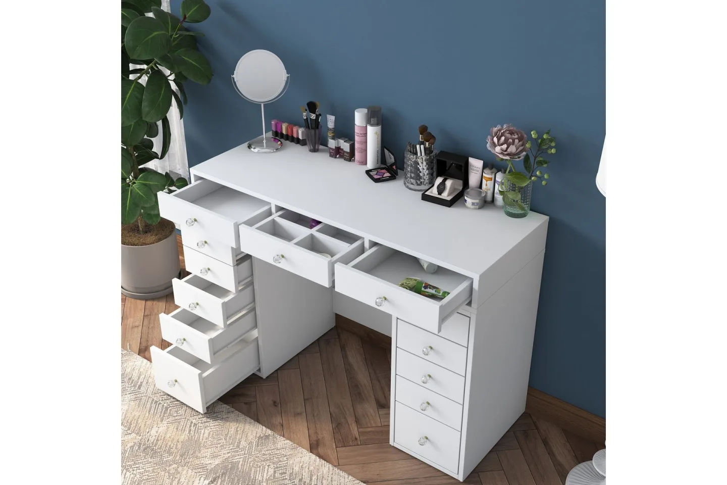 Ramender Sminkbord 120 cm - Vit