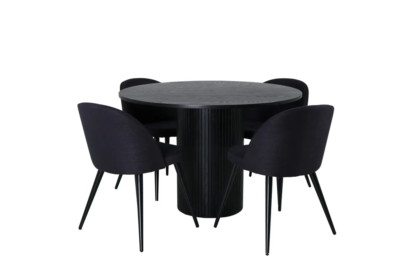 Bianca Matgrupp 110 cm Rund med 4 Velvet stolar - Svart