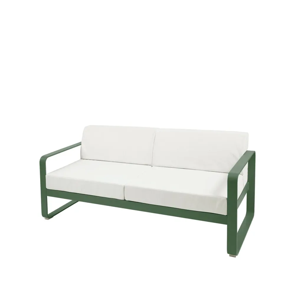 Fermob Bellevie 2-sits soffa Cedar green (grön), off-white dyna