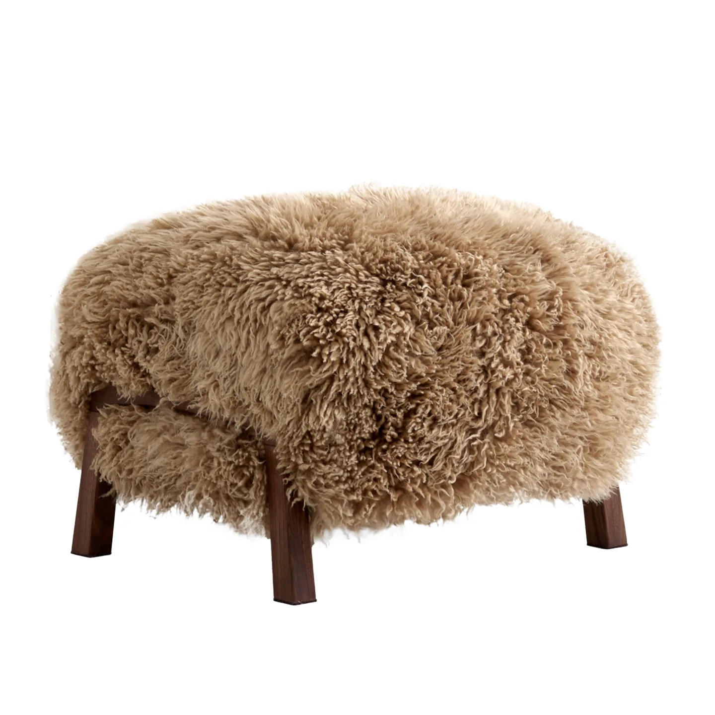 &Tradition - Wulff Pouf ATD3, Walnut Sheep MTO 50 mm Honey - Fotpallar - Brun - Trä/Textilmaterial/Syntetiskt/Skum