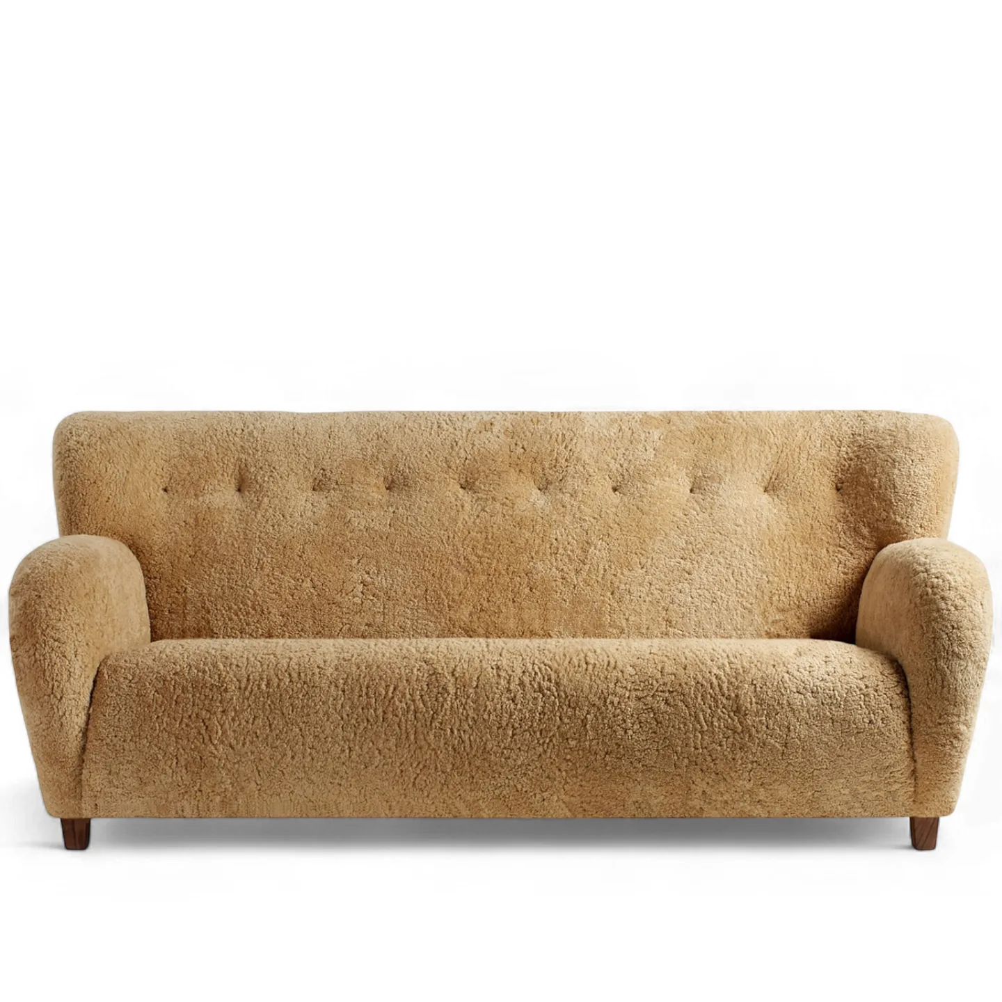 Dagmar - Karu Sofa, 3 Seater Sheepskin Maple Walnut - Soffor - Gunnar Haimi - Beige - Trä/Textilmaterial