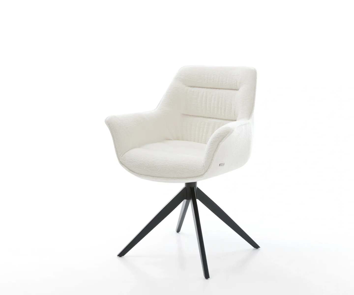Drehstuhl Kaira-Flex Bouclé Soft Beige Kreuzgestell breit Schwarz 360° drehbar Wippfunktion