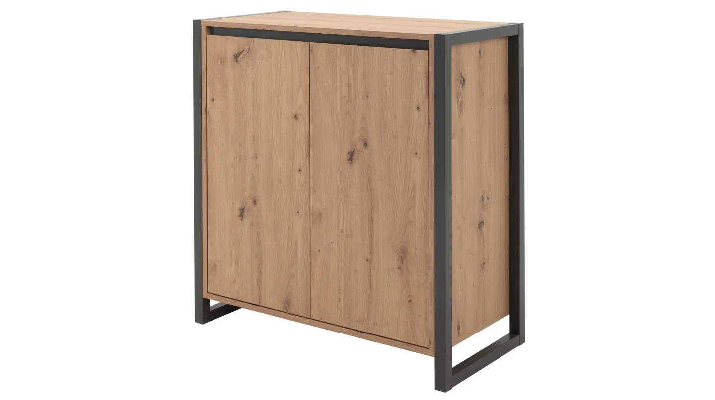 Kommode mit 2 Türen Artisan Eiche - anthrazit 80 cm - DENVER