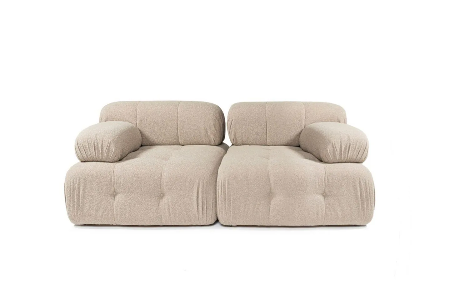 Belgin Bubblig Soffa 2-sits med fasta armstöd - Peach