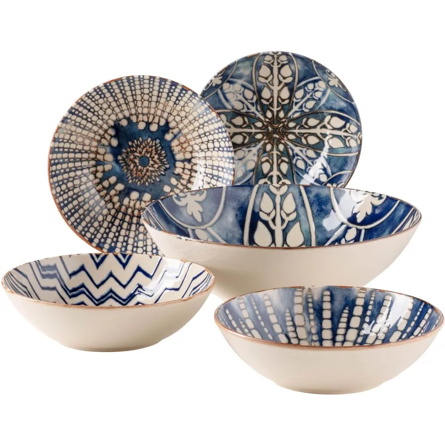 MÄSER Salatservierset Iberico Blue Blau/Weiss Steinzeug