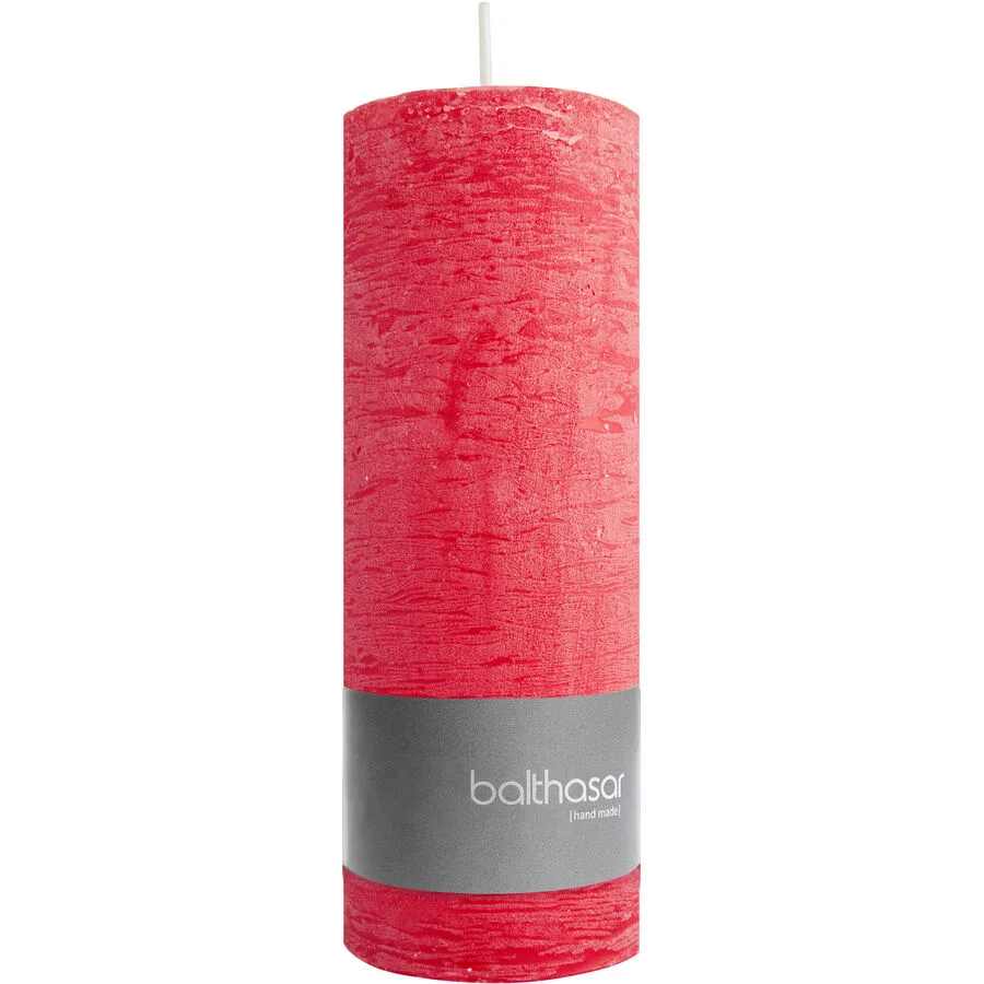 Balthasar Kerze Rustico rot H18 cm D7 cm, Brenndauer 85h - Material: Wachs