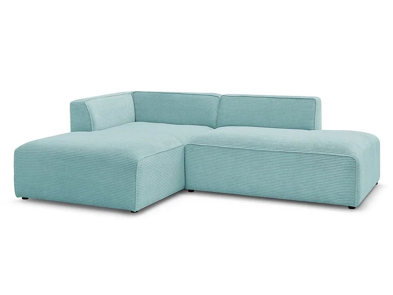 Ecksofa BOBOCHIC MEGEVE Cord-Stoff hellblau