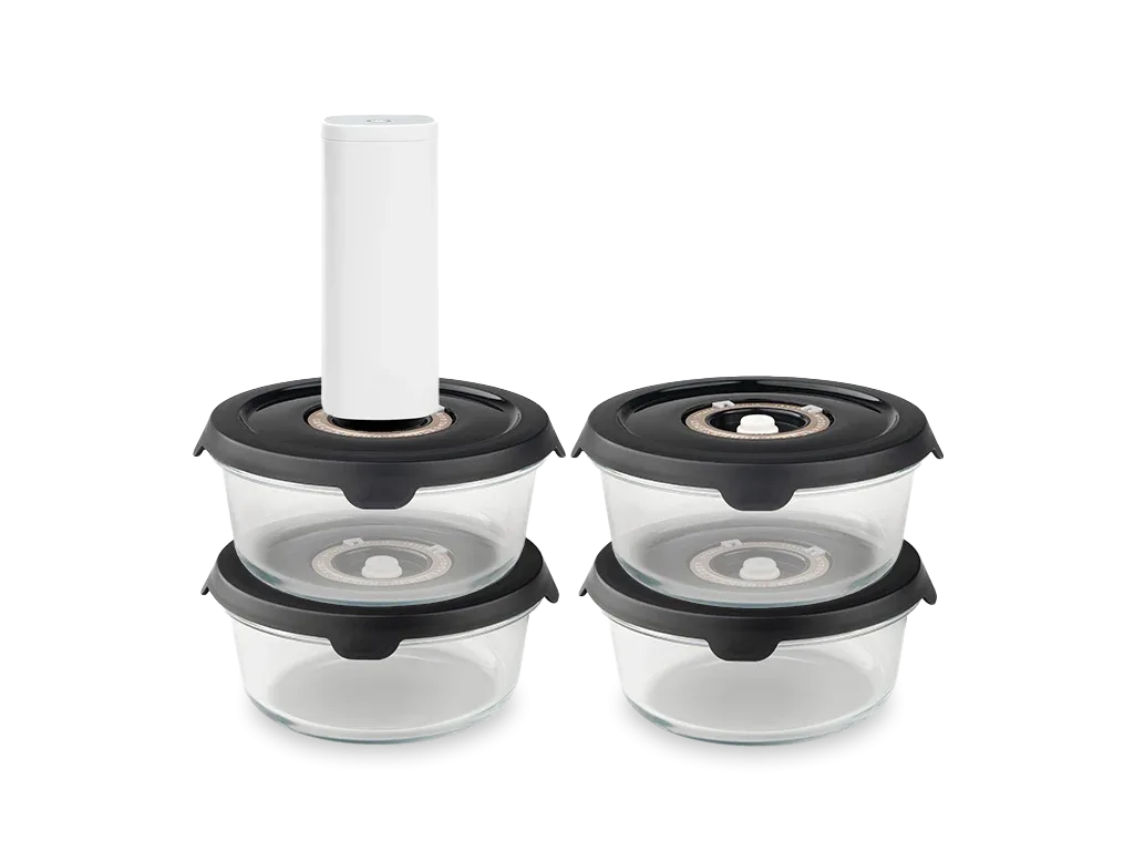 RUNDE VAKUUMGLASBEHÄLTER– 635ML SET - 4 STÜCK