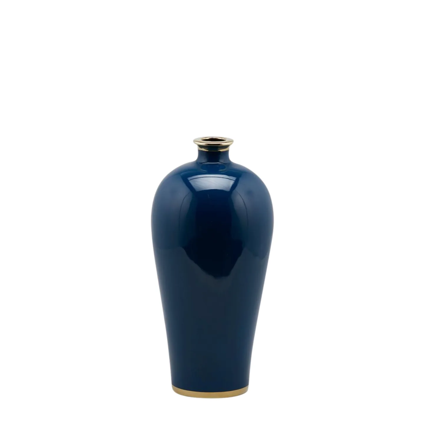 Edg Vase Ching Keramik Blau,gold H: 40 cm | Schubiger Möbel
