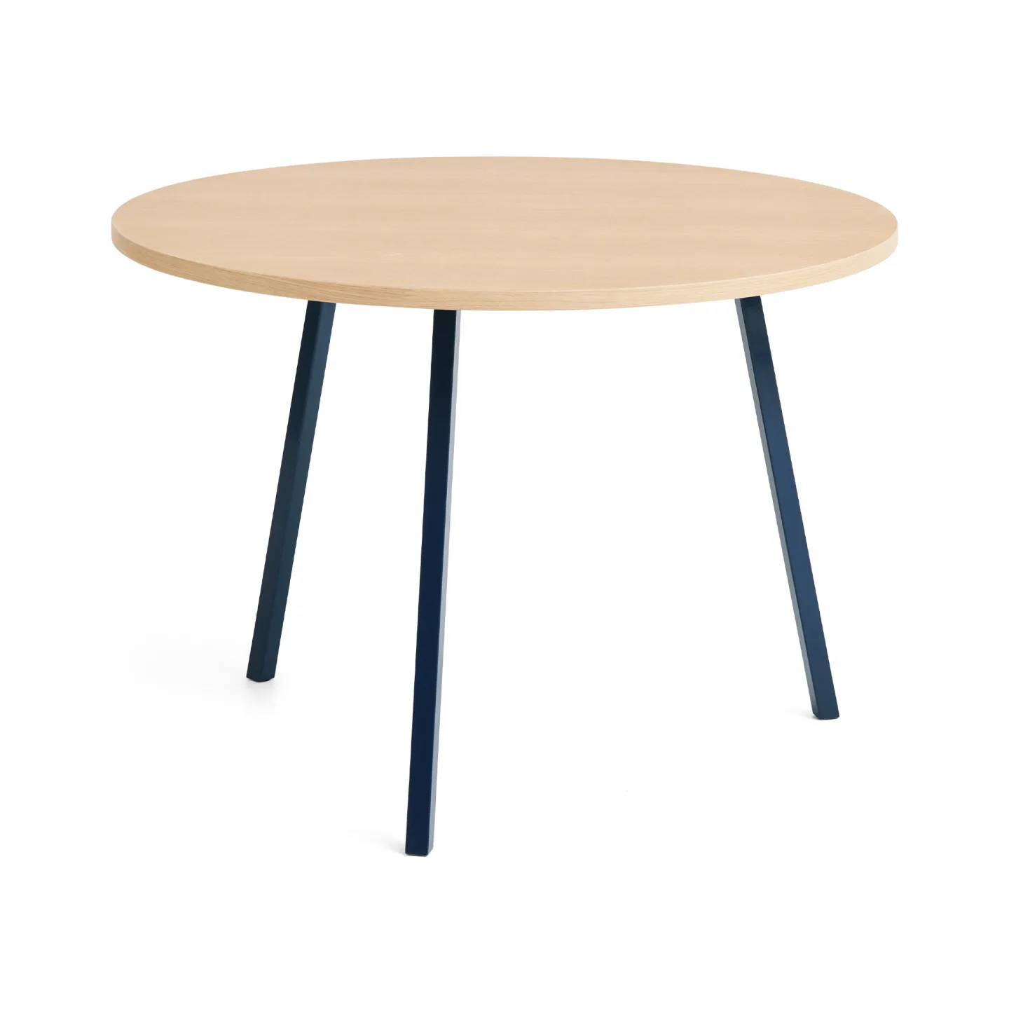 HAY - Loop Stand Table Round Deep blue powder coated steel frame Ø105 x H74 Clear lacquered oak tabletop Water-based lacquered oak edge - Matbord - Leif Jørgensen - Blå - Metall/Trä