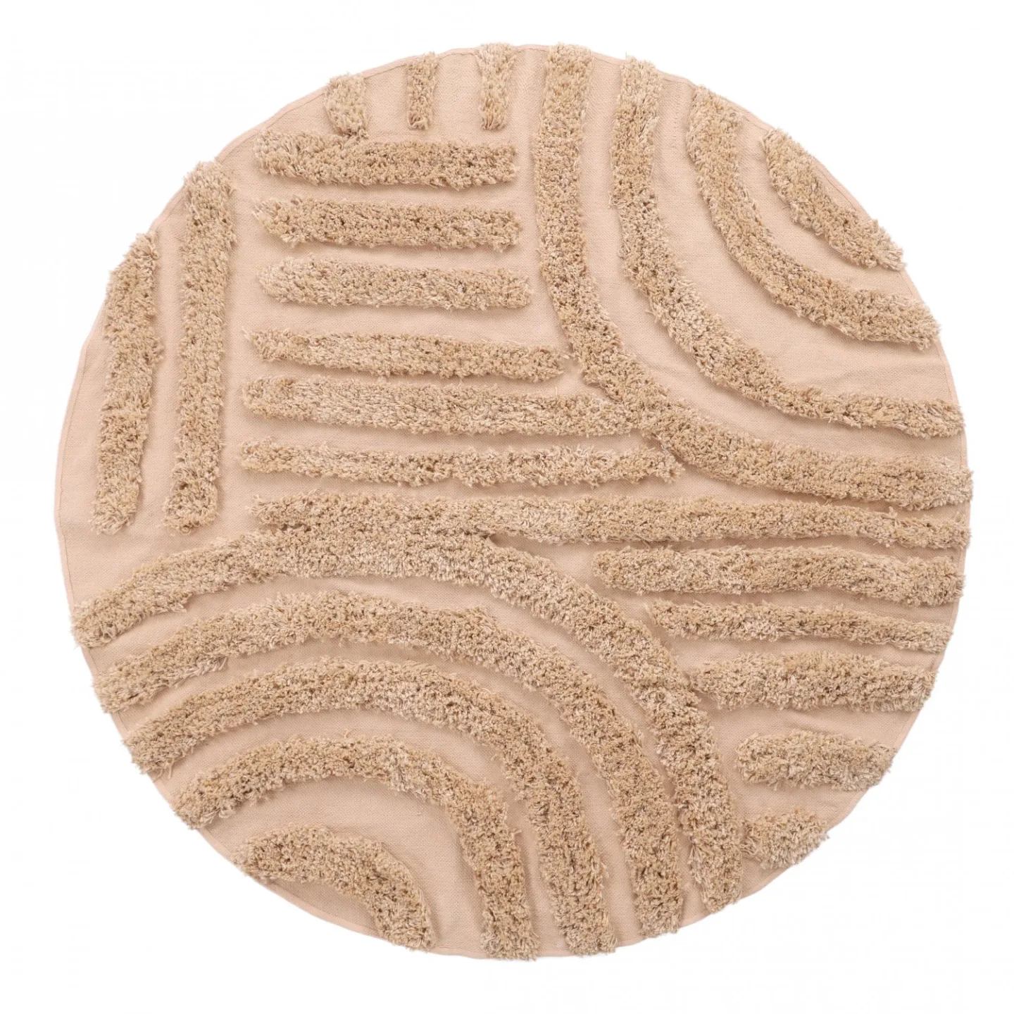 Rundt teppe - Cazorla Natural Cotton Shaggy (beige) (Størrelse: Ø 160 cm)