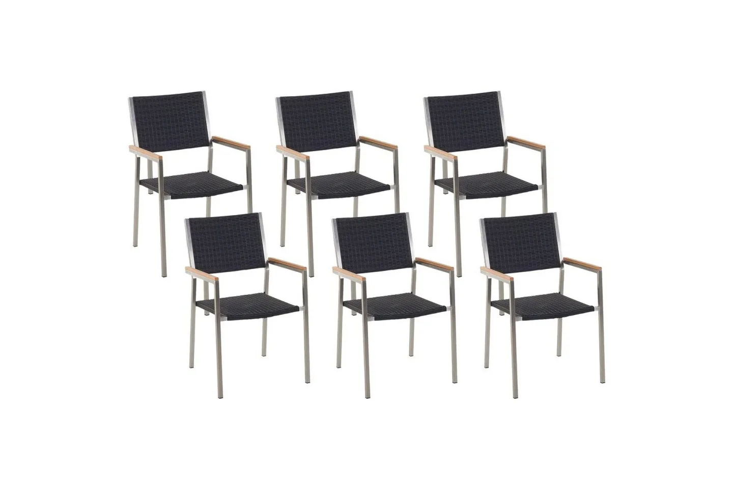 Matstol Grosseto set om 6 Svart/Silver - Svart/Silver