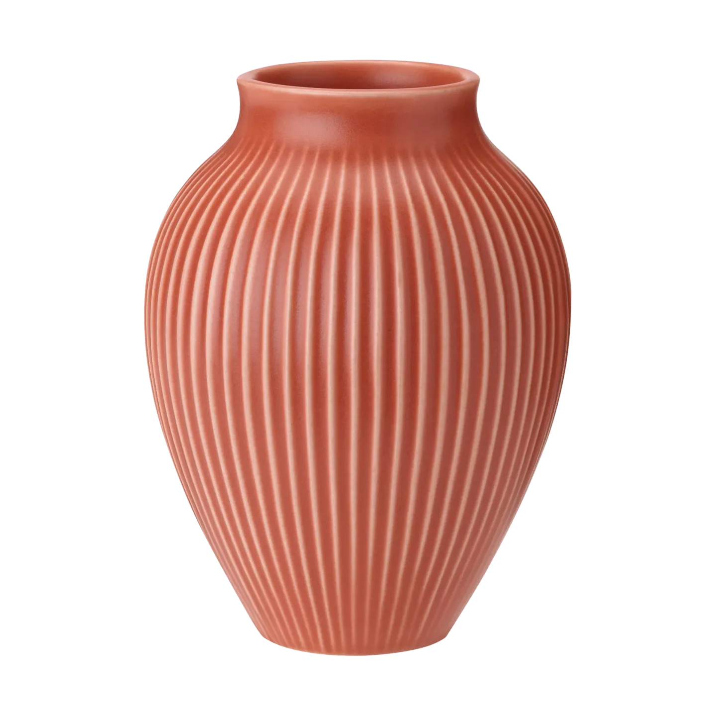 Knabstrup Keramik Knabstrup Vase geriffelt 20cm Coral