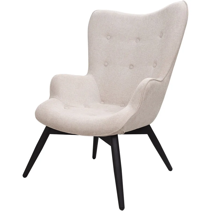 Sessel Yui Beige, Schwarz Strukturstoff, Metall B 80 T 99 H 92 cm