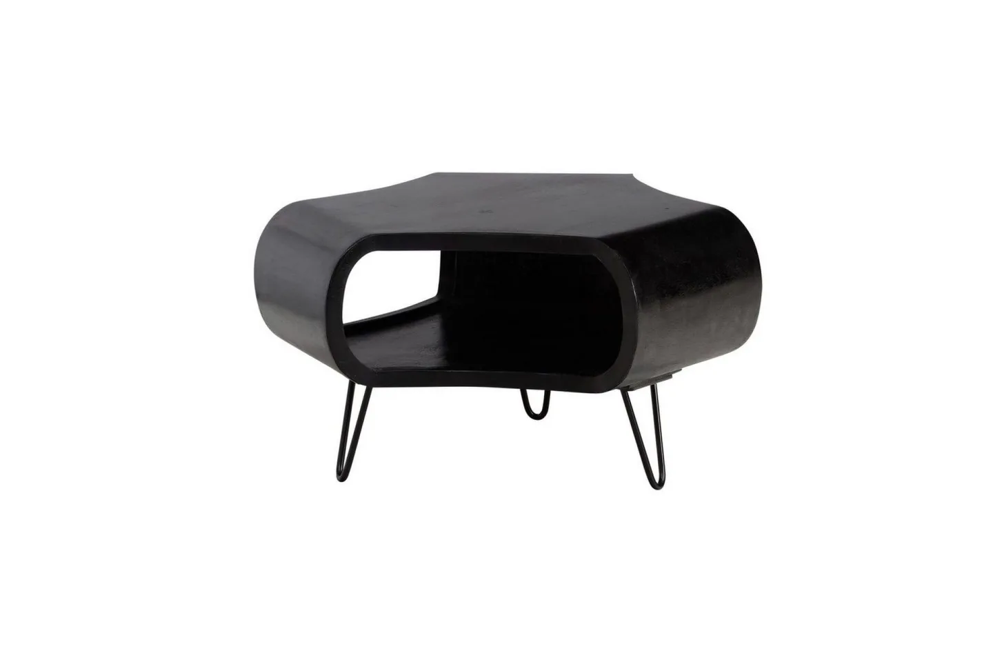Soffbord Wohnling massivt trä, extravagant rundad design, modern, herrgårdsstil Svart - Svart