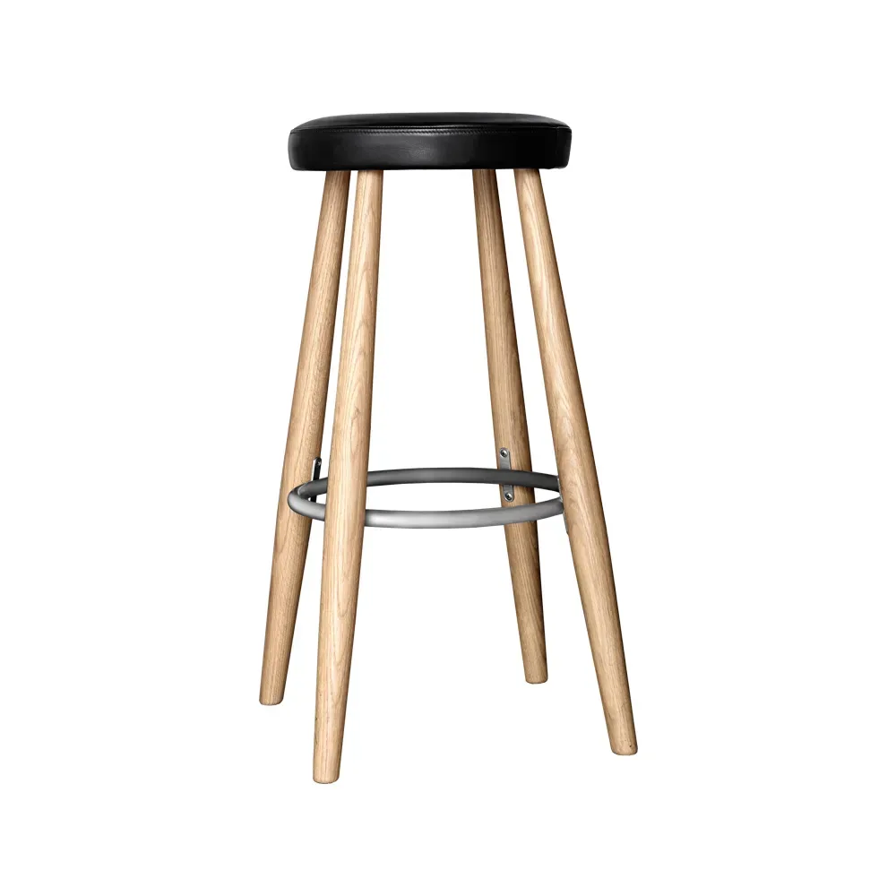 Carl Hansen & Søn CH56 barpall hög Svart läder-oljat ekstativ