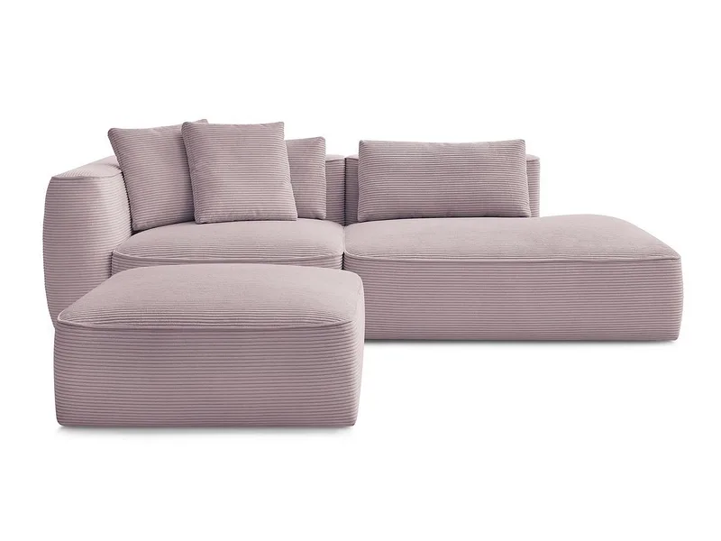 3er Sofa mit Hocker BOBOCHIC LEOPOLD Cord-Stoff violett