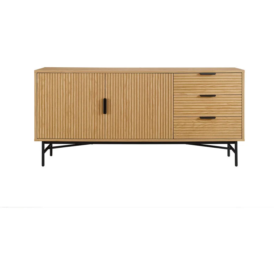 Sideboard Nella Natur, Schwarz MDF, Metall B 160 H 75 cm
