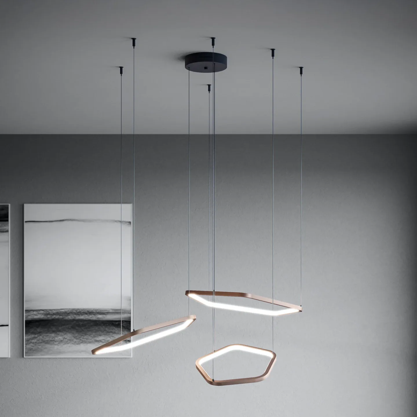 Estrella LED-hänglampa, brons, 3 lampor, CCT – Stars of Light - Vardagsrum - Modern - Aluminium - Med flera ljuskällor