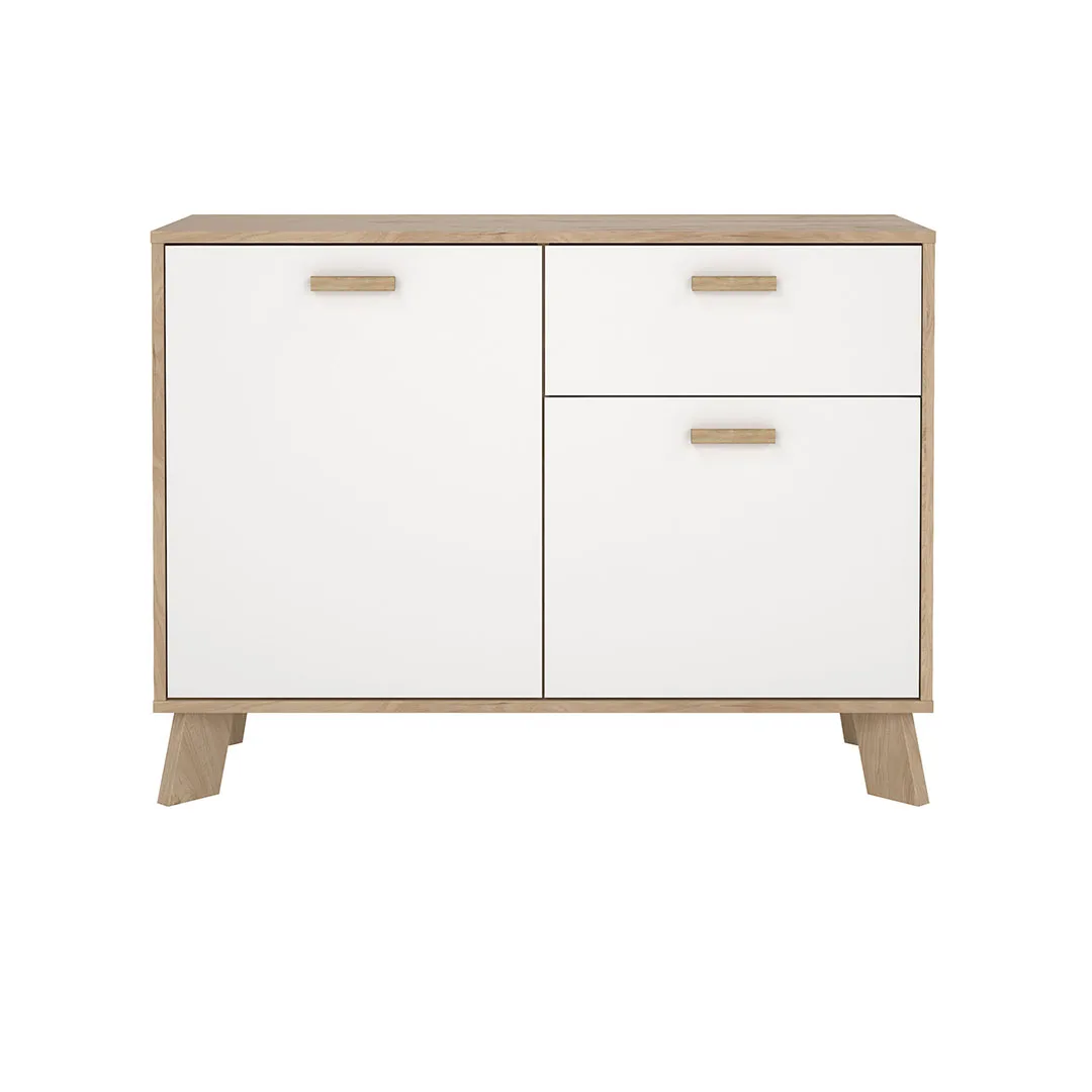 Ikast Sideboard 2 Türen, 1 Schublade Eichen-Dekor, weiß.