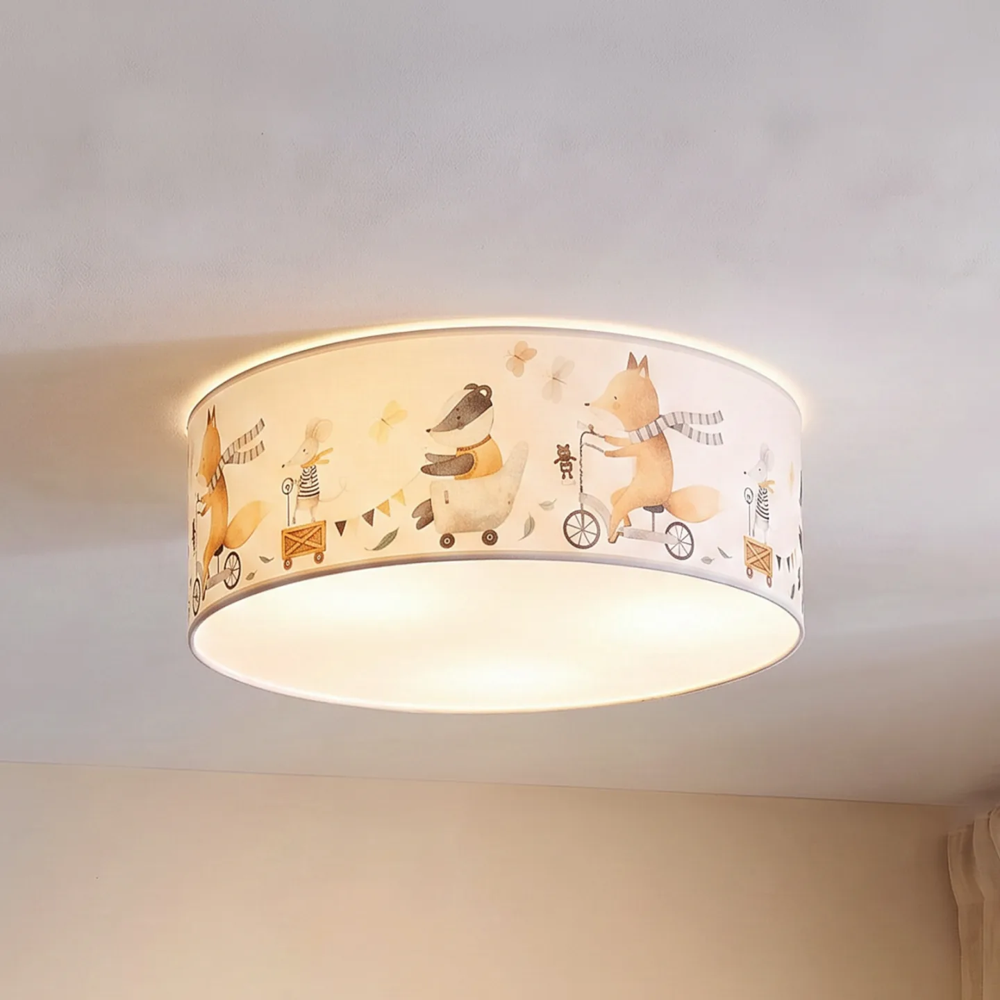 Kids Print Deckenlampe, bunt/beige, Ø50 cm, Textil - Duolla - Kinderzimmer - Stoff / Textil - Einflammig